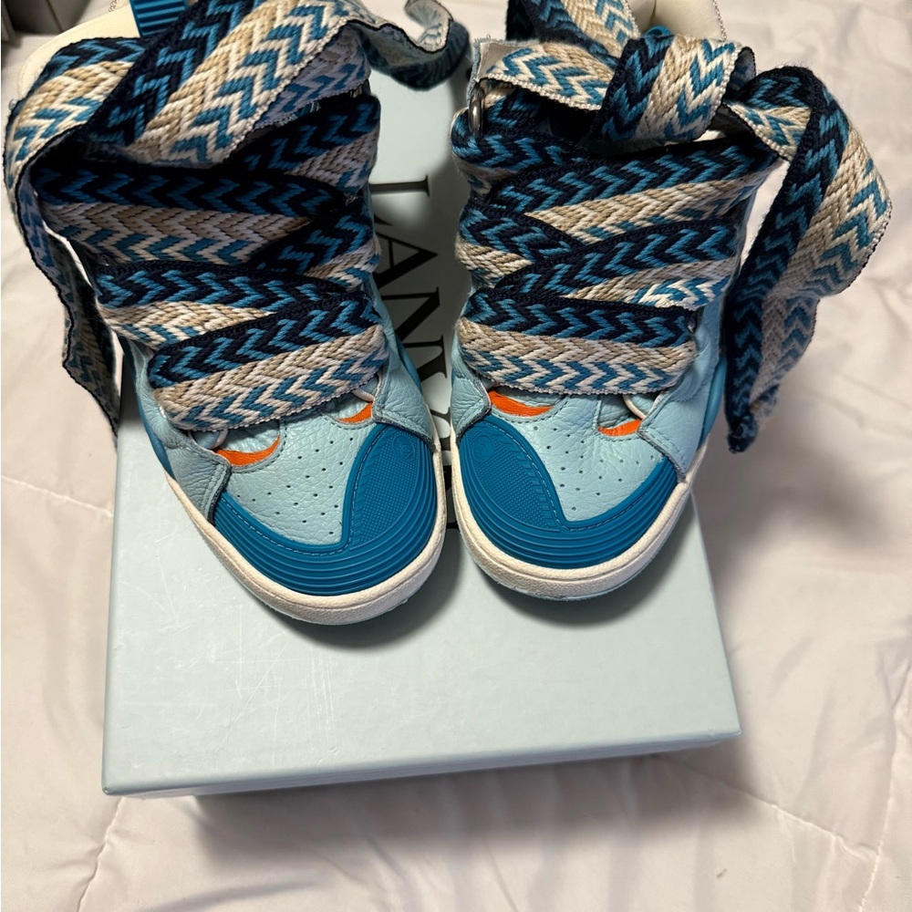 Kids Blue and Orange Sneakers